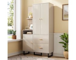 Compacte Kledingkast – Garderobekast – Opbergkast – Halmeubel – Kledingkast Met Beklede Panelen – Soft-Close Deuren – Ruimtebesparend Design – 110 cm Breed – Metaal & Gestoffeerde Panelen – Eenvoudige Montage