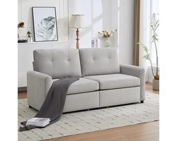 Compacte Lichtgrijze 2-Zits Bank met Opbergruimte – Moderne Woonkamerbank van Duurzame Stof – House&Garden