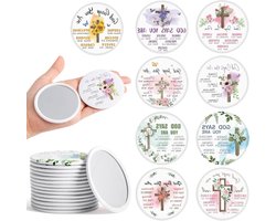 Compacte Spiegels - Zakspiegels Make-up - Dagelijkse Inspiratie - 36 Stuks Bijbelverzen - 7 cm Diameter - Groen
