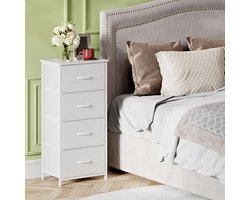 Compacte Stoffen Commode met 4 Laden 93 cm – Moderne Ladekast Opbergkast voor Slaapkamer, Woonkamer en Hal – Mobili Bella