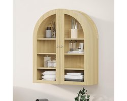 Compacte Wandkast met Boogdesign en Acryl Deuren - Hangende Opbergkast met 4 Niveaus - Voor Badkamer, Keuken & Toilet