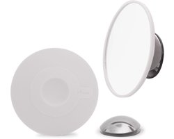 Compacte/kleine Bosign Make-upspiegel Vergrotend (10x), wit, magnetische spiegelhouder, diameter 11 cm