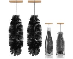 compatibel met SodaStream glazen flessen en kunststof flessen, 32 cm reinigingsborstel voor glazen karaf, sodaflessen, babyflessen, drinkflessen, reinigt krachtig (zwart)