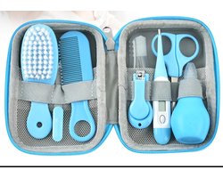 Compleet Baby Manicure & Verzorgingsset Set - Baby Borstel - Thermometer - Baby Kam - Baby snot aspirator- Baby tanden borstel - Perfect Kraamcadeau - Alles-in-één Kraamcadeau - Blauw