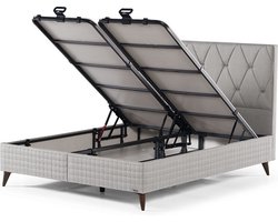 Compleet boxspring met opbergruimte Samoa grijs 140x200cm