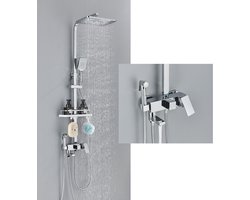 Compleet Douchesysteem - ABS Doucheset - Hoofddouche & Handdouche- Vierkante Regendouche - Verstelbare Regendouche - Chrome