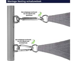 Compleet pakket: Nesling coolfit 3,6x3,6 ijsblauw met bevestigingsset en buitendoekreiniger