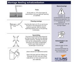 Compleet pakket: Nesling coolfit 3,6x3,6 ijsblauw met bevestigingsset en buitendoekreiniger