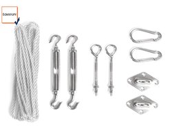 Compleet pakket: Nesling coolfit 5x5x5m Sneeuwwit met RVS Bevestigingsset en Buitendoekreiniger