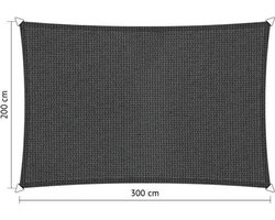 Compleet pakket: Shadow Comfort rechthoek 2x3m Carbon Black met RVS Bevestigingsset en Buitendoekreiniger