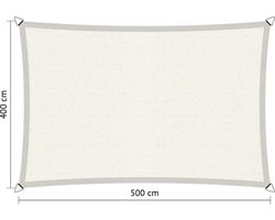 Compleet pakket: Shadow Comfort rechthoek 4x5m Arctic White met RVS bevestegingsset en buitendoek reiniger.