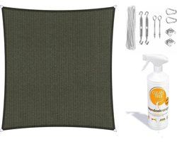 Compleet pakket: Shadow Comfot vierkant 3,6x3,6 Deep Grey met RVS Bevestigingsset en buitendoekreiniger