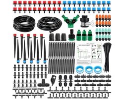 Compleet Tuinirrigatiesysteem met 60m Slang - Automatische Druppelbevloeiing voor Bloembedden, Terrasplanten en Moestuinen - UV- en Chemisch Bestendig