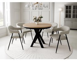 Compleo24- Ronde Eettafel- Designertisch mit Metallgestell - 100/140 cm- Craft eiken