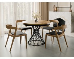 Compleo24-Ronde eettafel met opengewerkte voet- 100/140 cm-Moderne stijl-Craft eiken