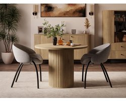 Compleo24- Ronde Eettafel- moderne- 100 cm- Eettafel met geribbelde basis -Cremona eiken