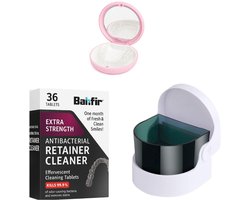 Complete Aligner Reinigingsset Roze – Ultrasoon Reiniger + Reinigingstabletten + Aligner Case met Spiegel + Verwijdertool – Voor Invisalign, Beugels & Retainers