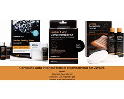 Complete Auto Leder Onderhoud & Reparatie Set ZWART - Furniture Clinic – Professionele Interieur & Stuur Herstel Set – Reinigen, Voeden & Repareren in 1 set – Slijtage, Gaten en Scheuren zonder moeite herstellen.