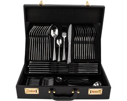 Complete Bestekset 72-Delig voor 12 Personen - Vaatwasserbestendig RVS Eetbestek in Koffer