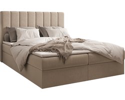 Complete Boxspring Bed 01 - Bed - met Topper + 2 x Bedbox, Opbergruimte - 180x200 - Trinity 2 - Beige tweepersoons