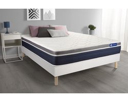 Complete boxspring met matras tweepersoons- Actisom Actimemo confort wit - Traagschuim - 180 x 220 cm