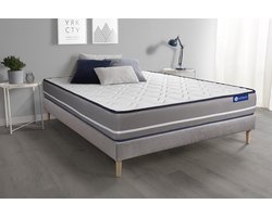 Complete boxspring met matras tweepersoons- Actisom Actimemo pur grijs - Traagschuim - 140 x 220 cm