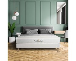 Complete boxspring met matras tweepersoons- Royal Palace Bedding Lancaster wit - Pocketveren en traagschuim - 180 x 210 cm