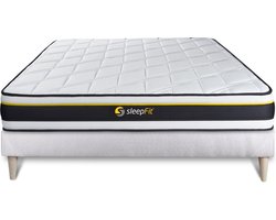 Complete boxspring met matras tweepersoons- Sleepfit Soft wit - X-Active schuim met microluchtcellen - 120 x 220 cm