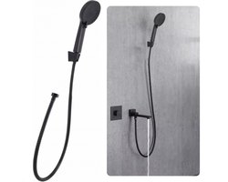 Complete Doucheset - Zwarte Douchekop met Doucheslang en Houder - 3 Standen - Waterbesparend