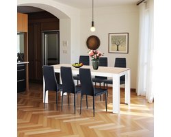 Complete Eetkamerset Tafel met 6 Stoelen Rechthoekig 160x80 cm