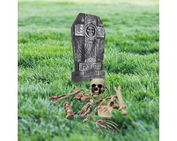 Complete horror tuin decoratie set kerkhof met grafsteen bloederige botten/schedel - Halloween feest decoratie