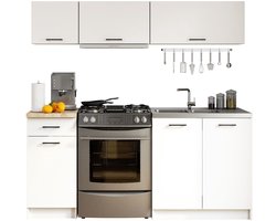 Complete Keuken, Keukenmeubelset OLIWIA G1 met Verkblad 180 cm breed / Keukeneenheid zonder apparatuur / Wit / 180 x 174 x 46 cm