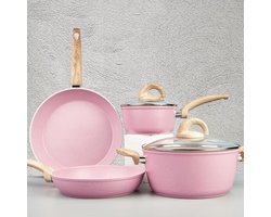 Complete Keukenpannenset met Antiaanbaklaag - 6 Delen - Roze