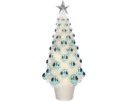 Complete kunstkerstboom met lichtjes en ballen blauw - Kerstversiering - Kerstbomen - Kerstaccessoires - Kerstverlichting