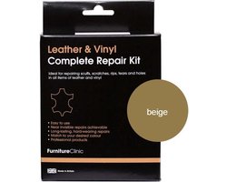 Complete Lederen Reparatie Set - Kleur: Beige | Voor banken, autostoelen, meubels, stoelen van leer - Plak, vul en herstel krassen, scheuren, gaten en andere beschadingen | Furniture Clinic | Complete Leather Repair Kit - Beige