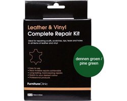Complete Lederen Reparatie Set - Kleur: Dennen Groen / Pine Green | Voor banken, autostoelen, meubels, stoelen van leer - Plak, vul en herstel krassen, scheuren, gaten en andere beschadingen | Furniture Clinic | Complete Leather Repair Kit-Pine Green