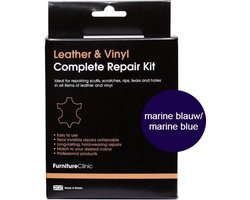Complete Lederen Reparatie Set - Kleur: Marine Blauw / Navy Blue - | Voor banken, autostoelen, meubels, stoelen van leer - Plak, vul en herstel krassen, scheuren, gaten en andere beschadingen | Furniture Clinic | Complete Leather Repair Kit-Navy Blue