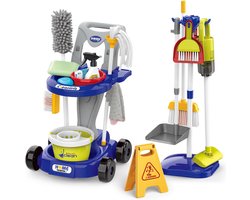 Complete Reinigingsset voor Kinderen - Werkzuiger, Bezem, Veegschep en Speelgoed Reinigingswagen