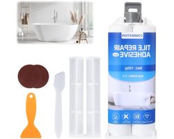 Complete Reparatieset voor Wastafel, Badkuip en Tegels - Keramiek, Emaille en Porselein Herstel voor Scheuren en Gaten - 100g