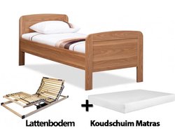 Complete set ledikant Senioren / seniorenbed 90x200cm eiken - Koudschuim Matras