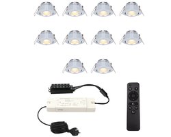 Complete Set van 10 Sienna Mini Inbouwspots 12 Volt 3W spots - 2700K warm wit - IP44 waterdicht - kantelbaar - Dimbaar - Verandaspots - Lage inbouwdiepte