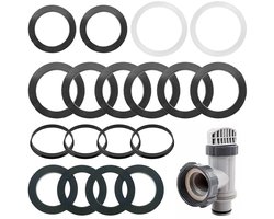 Complete Set van 18 Afvoerafdichtingen voor Keukens en Badkamers - Sifonafdichtingen, Rubber Ringen en Hydraulische Afdichtingen voor 40mm/45mm/56mm Afvoeren