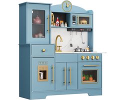 Complete Speelkeuken Set met Licht en Geluid - Houten Speelgoed voor Kinderen 3-8 Jaar - Inclusief Pannen, Bestek en Keukenaccessoires