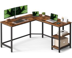 Computer Bureau - L-Vorm - Hoekbureau - Gaming Tafel - Computer Tafel - 138x138x76cm - Stabiel Bureau - Verstelbare Poten - 2 Open Planken - Broen