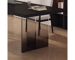 Computer Bureau met Stopcontacten en USB – Modern Home Office Schrijftafel van Massief Hout – Rechthoekig Compact Laptop & PC Bureau met Kabelmanagement en Stevige Geometrische Poten