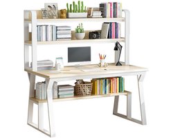 Computer Bureau - Studie Tafel - Thuiswerken Kantoor - Met Opbergplanken - 100cm Breed - Wit