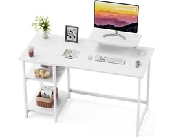 Computer Bureau - Thuiswerkplek Bureau - Organiseren Werkruimte - Verstelbare Opbergplanken - 120cm Breed - Zuiver Wit