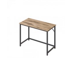Computerbureau Bureau 100 x 50 x 76 cm Bruin + Zwart Modern en eenvoudig ontwerp Stevige metalen frameconstructie Max. draagvermogen 50 kg Met verstelbare poten Eenvoudig te monteren Geschikt voor studeerkamer slaapkamer en woonkamer
