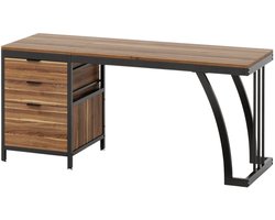 Computerbureau - Bureau met lades - Werktafel - Voor studeren of werken - 3 lades - Walnut