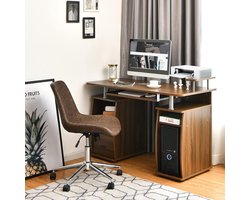 Computerbureau – Bureautafel – Werkplek Meubel – PC Tafel – Laptop Bureau – Met Toetsenbordlade – MDF Bruin 120x55 cm